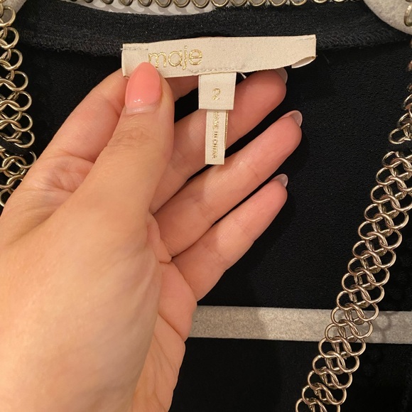 Maje black blouse with gold chain - Picture 2 of 5